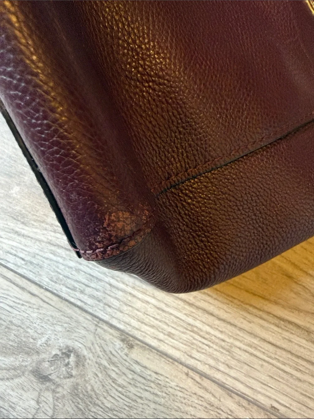 Coach Turnlock Chain Tote Bag Oxblood Leather maroon gold